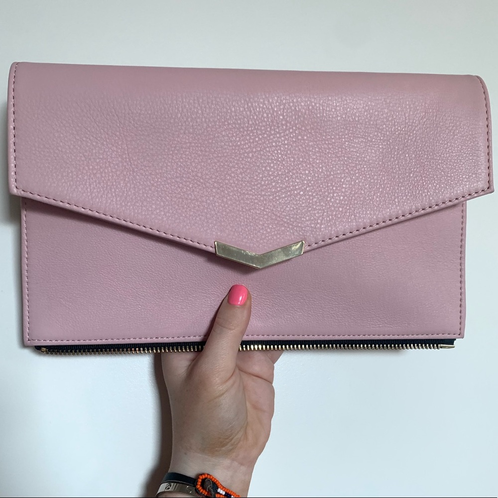 Tara & Co “The Clutch” PINK Leather Champagne NEW